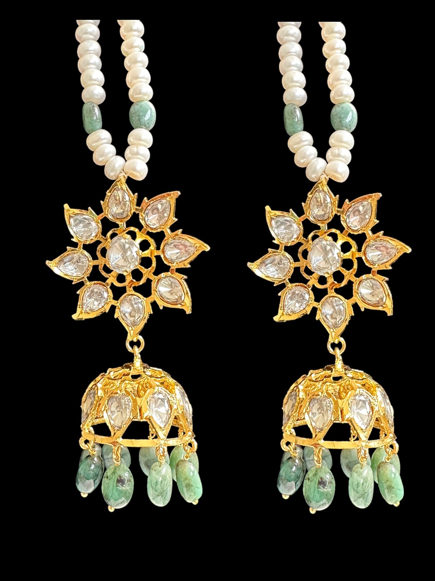 BR310 Bridal jadavi lacha , satlada in moissanite and emeralds ( SHIPS IN 2 WEEKS )