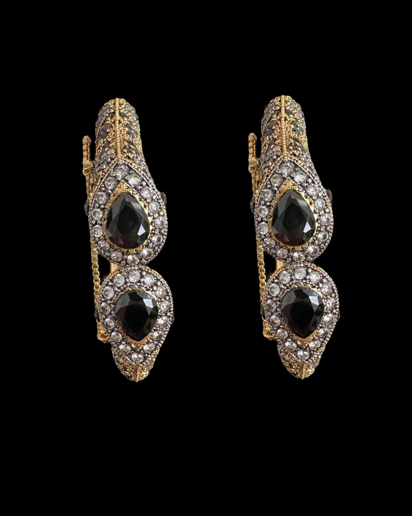 BG803  SALWA zircon bangles - Black openable ( SHIPS IN 4 WEEKS )