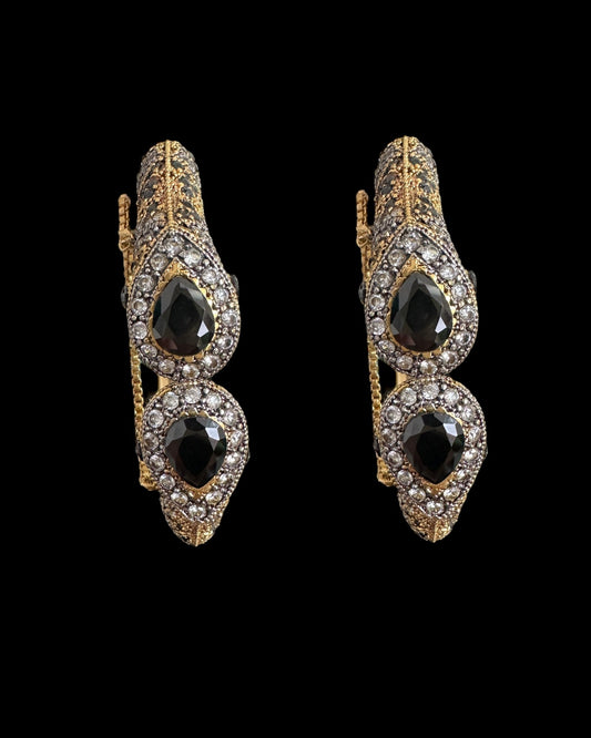 BG803  SALWA zircon bangles - Black openable ( SHIPS IN 4 WEEKS )