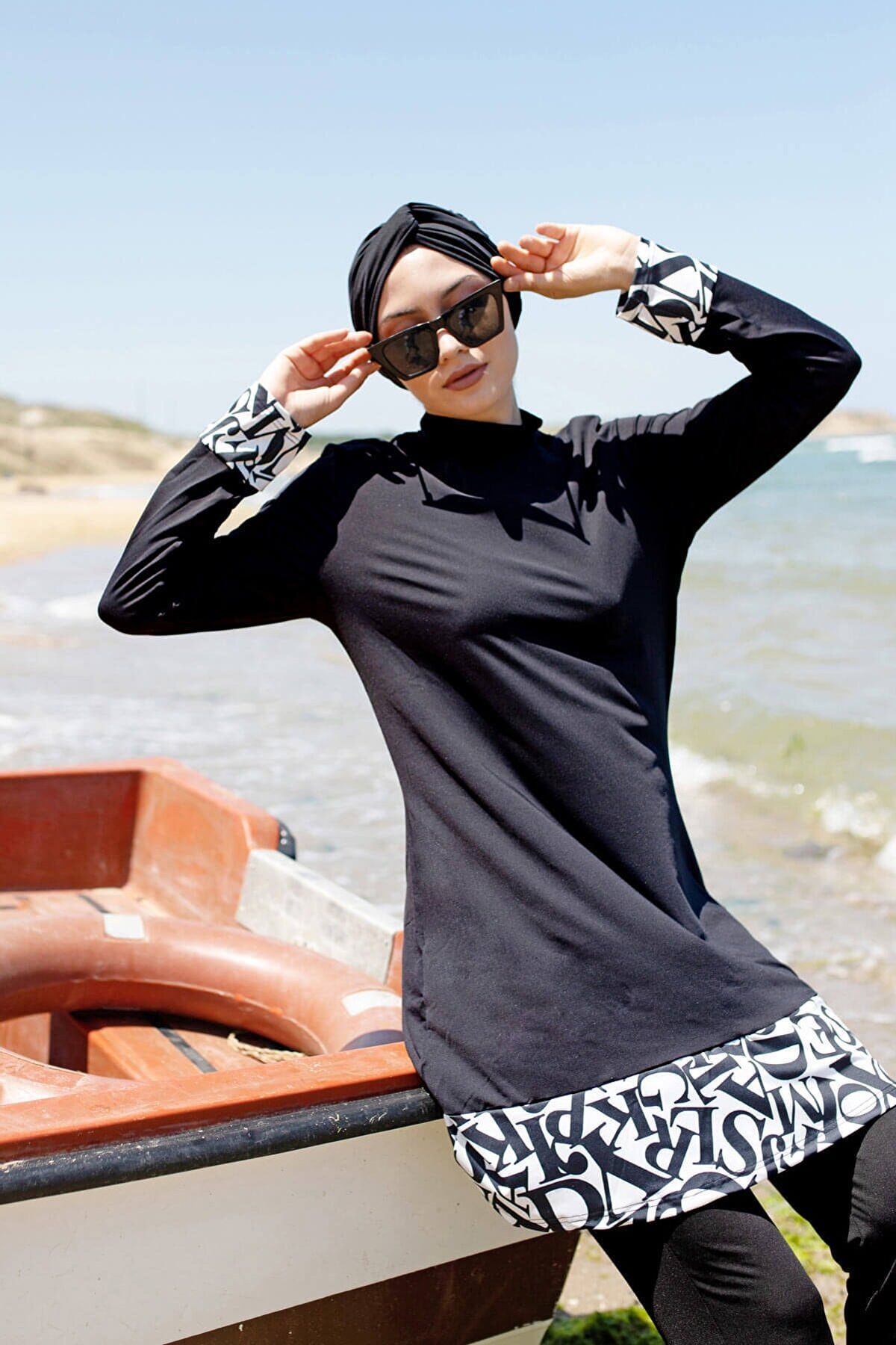 Lycra Black Burkini Modest Swimwear 1977