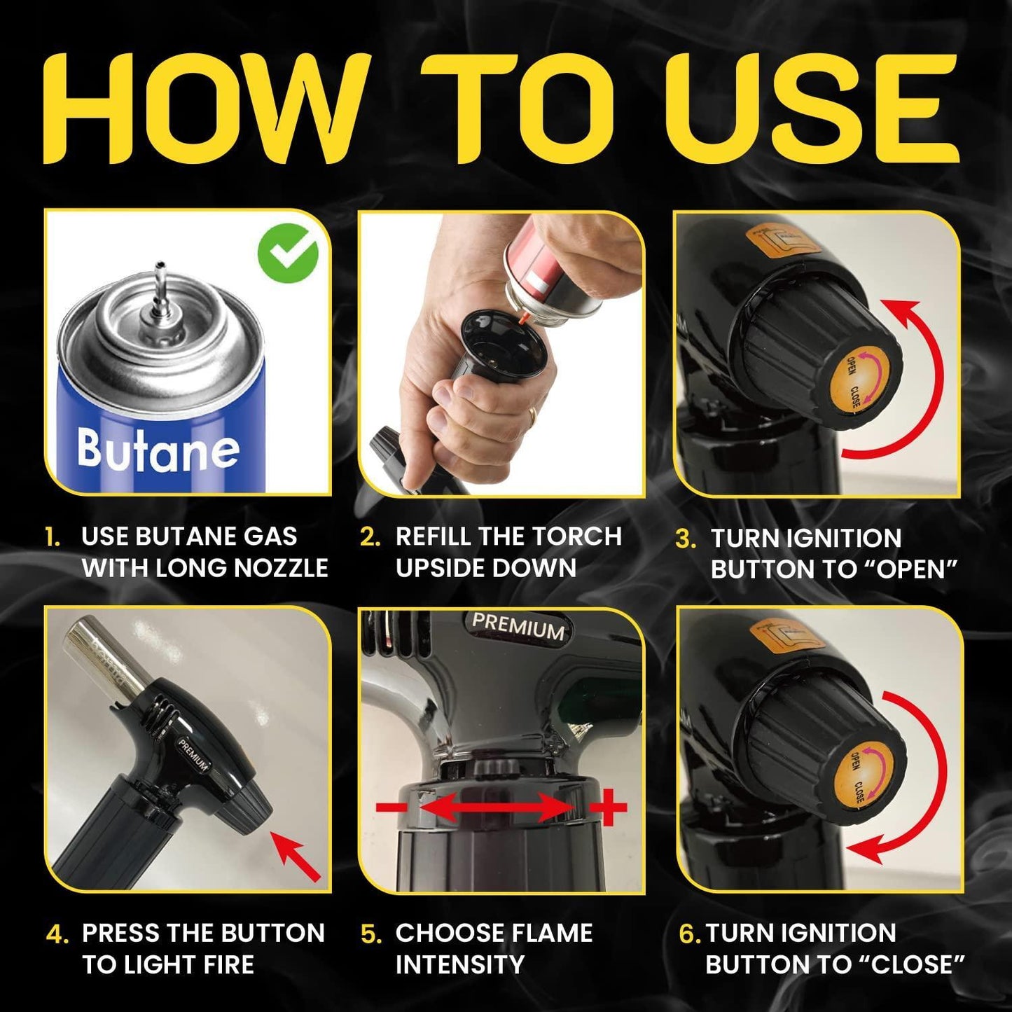 Butane Torch Refillable Kitchen Torch Lighter Adjustable Flame