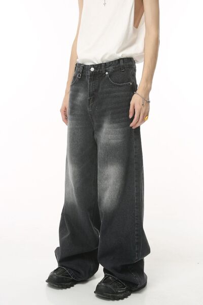 Pocketed Wide Leg Jeans