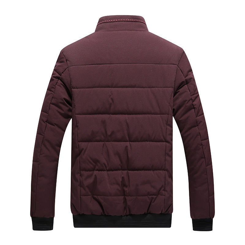 Fleece-Lined Puffer Jacket - Cotton Padded Winter Coat Men