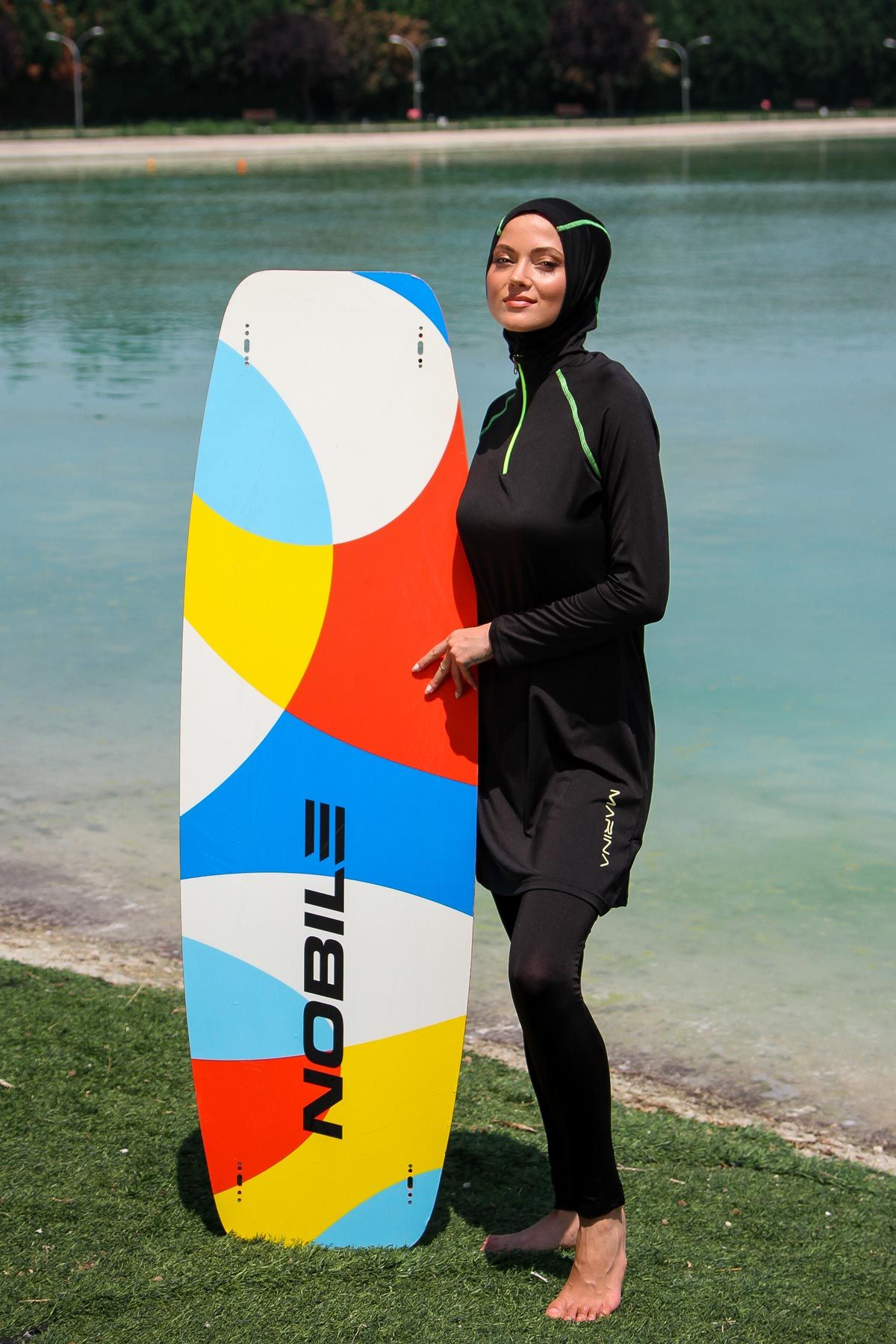 Lycra Black Burkini Modest Swimwear M2234