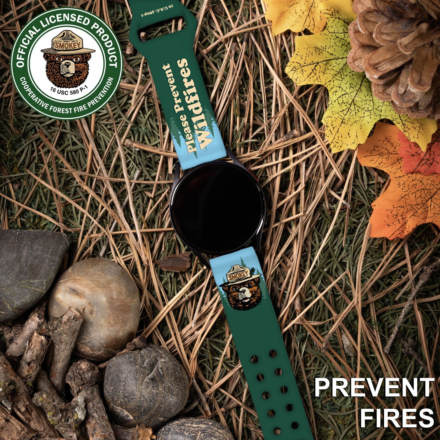Smokey Bear Classic HD Watchband for Samsung, Garmin, Fossil, and More