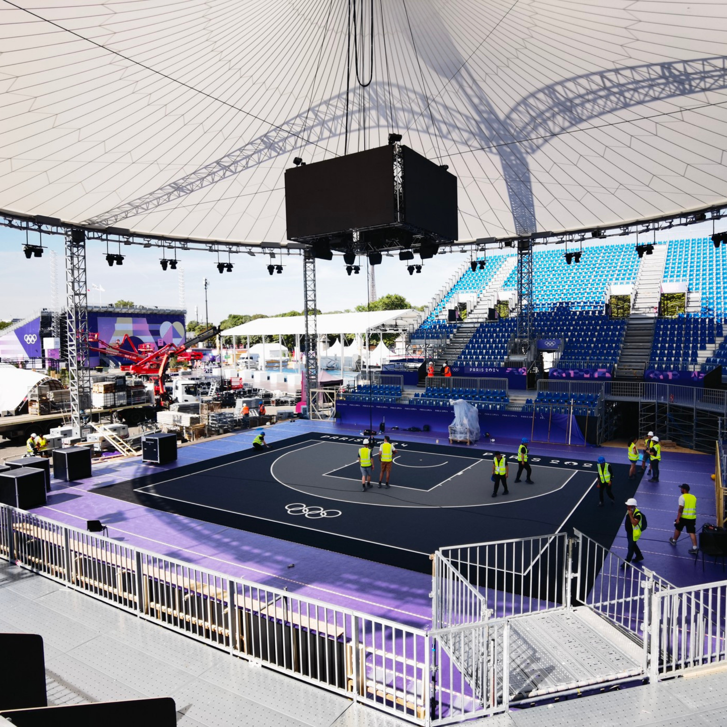 USA Enlio Official Olympic 3X3 Basketball Court – FIBA Certified – 25' x 54' Large Training Court