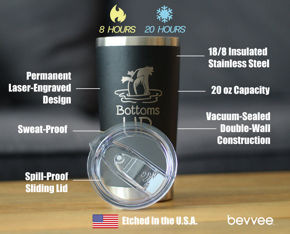 Bottoms Up - Insulated Coffee Tumbler Cup with Sliding Lid - Stainless Steel Travel Mug - Funny Duck Gifts for Women and Men