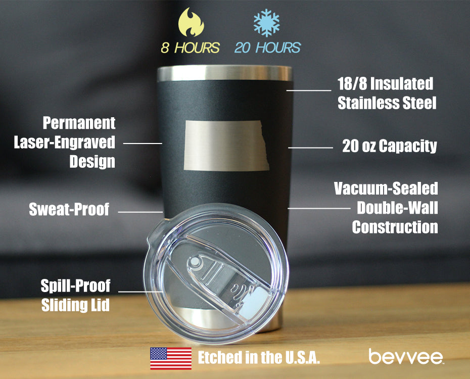 North Dakota State Outline - 20 oz Coffee Tumbler