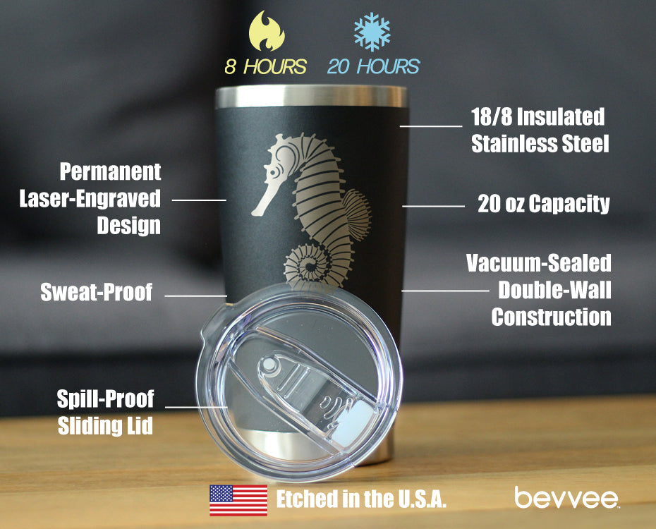 Seahorse - Cute Nautical Theme Gifts for Beach House - 20 oz Coffee Tumbler