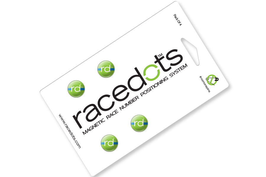 RaceDots: Magnetic Race Number Positioning System 4-Pack (Marathon, 26.2 Miles)