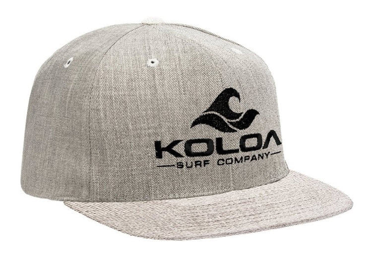Koloa Surf Heather Grey Solid Snapback Hat with Black Embroidered Logo