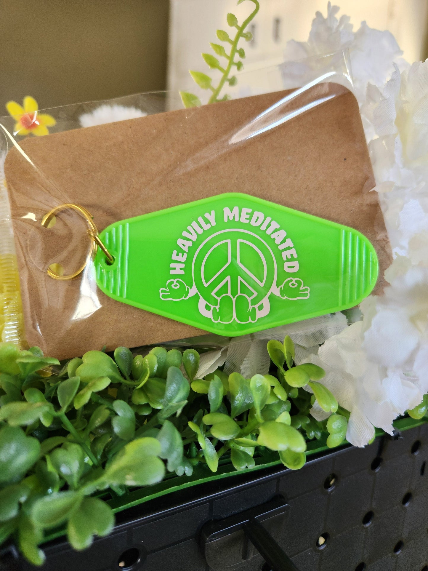 Heavily Meditated Green Motel Keychain