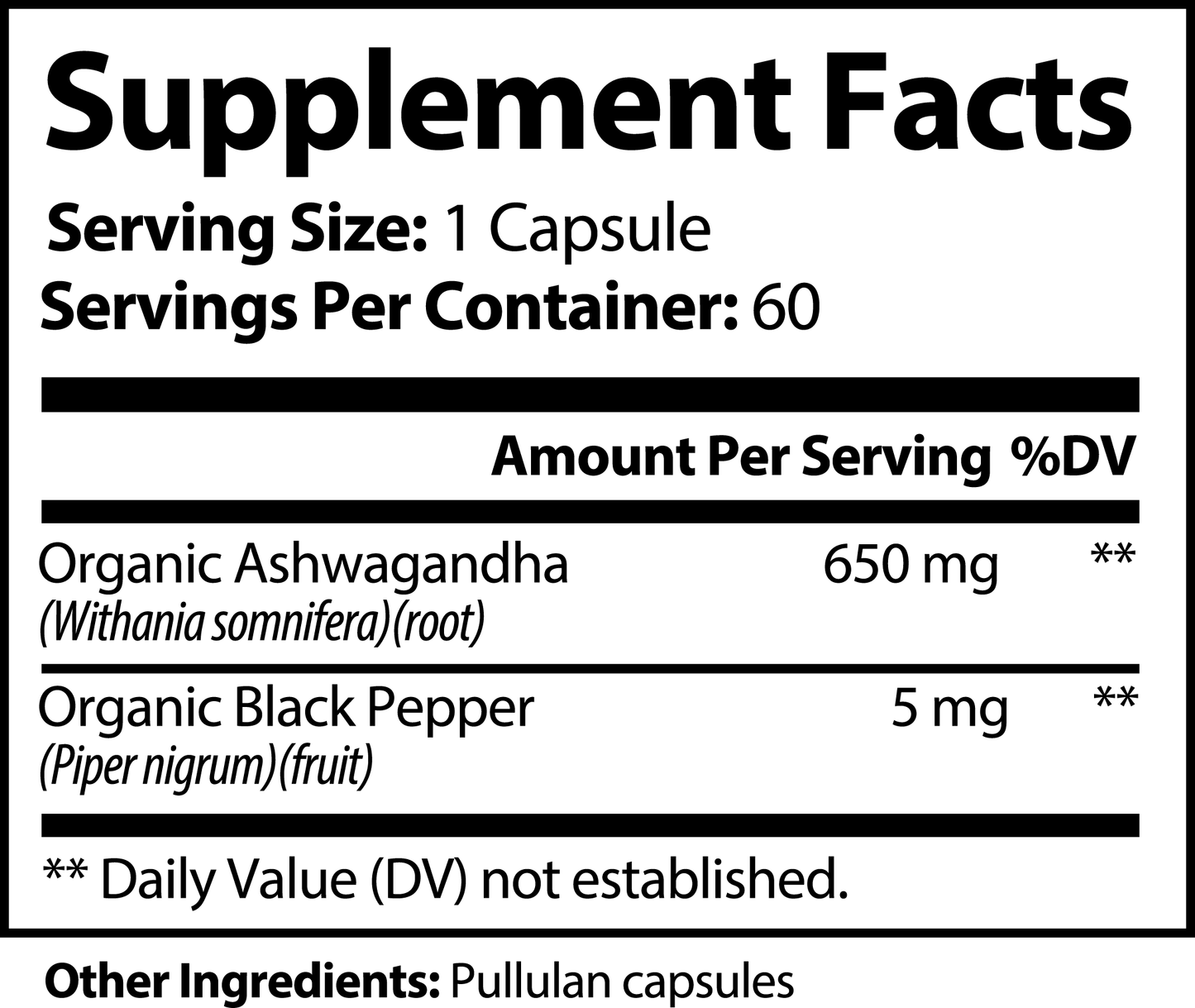 Organic Ashwagandha Root Capsules - Natural Stress Support