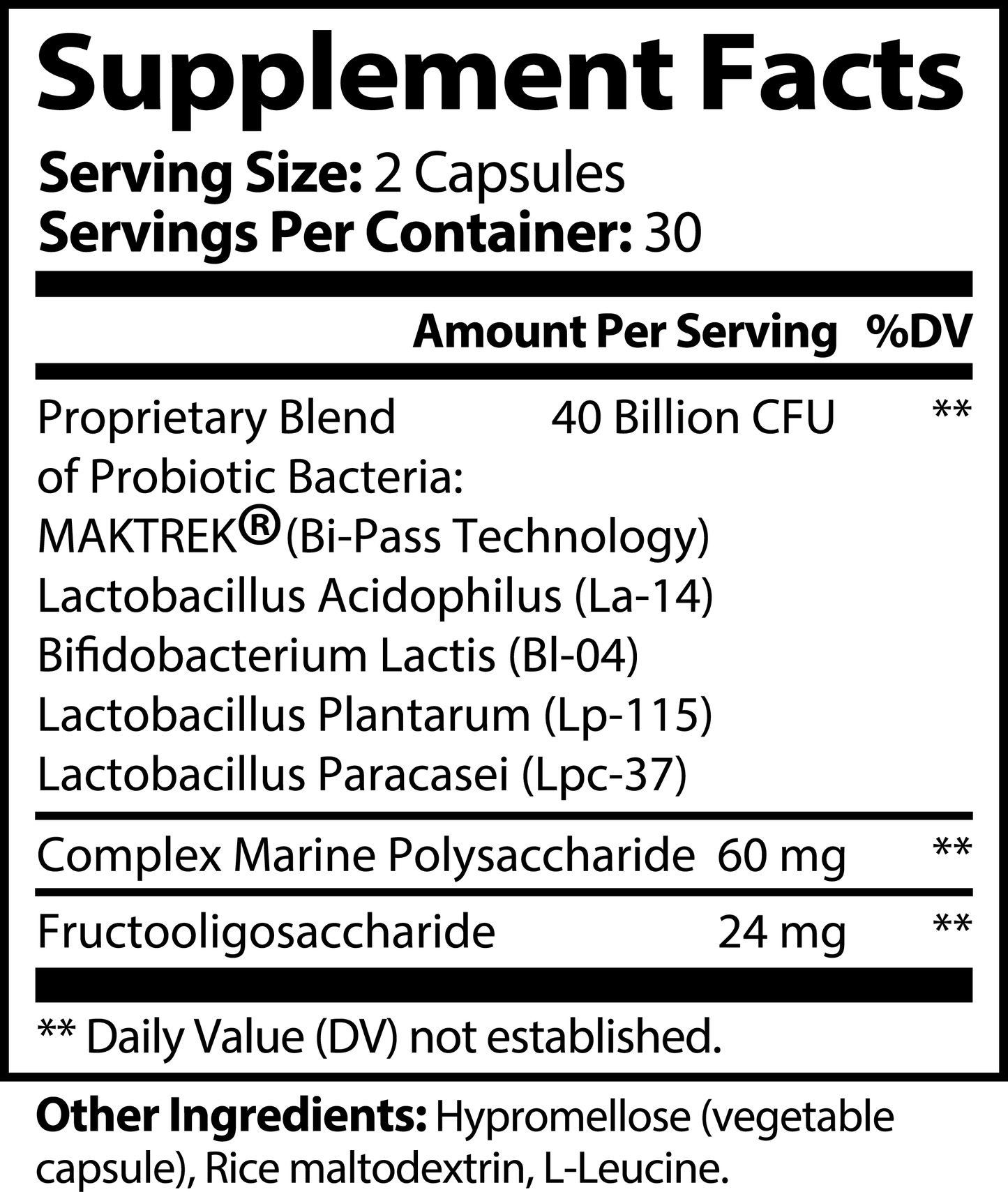 Probiotic 40 Billion CFU with Prebiotics - Natural Digestive Support
