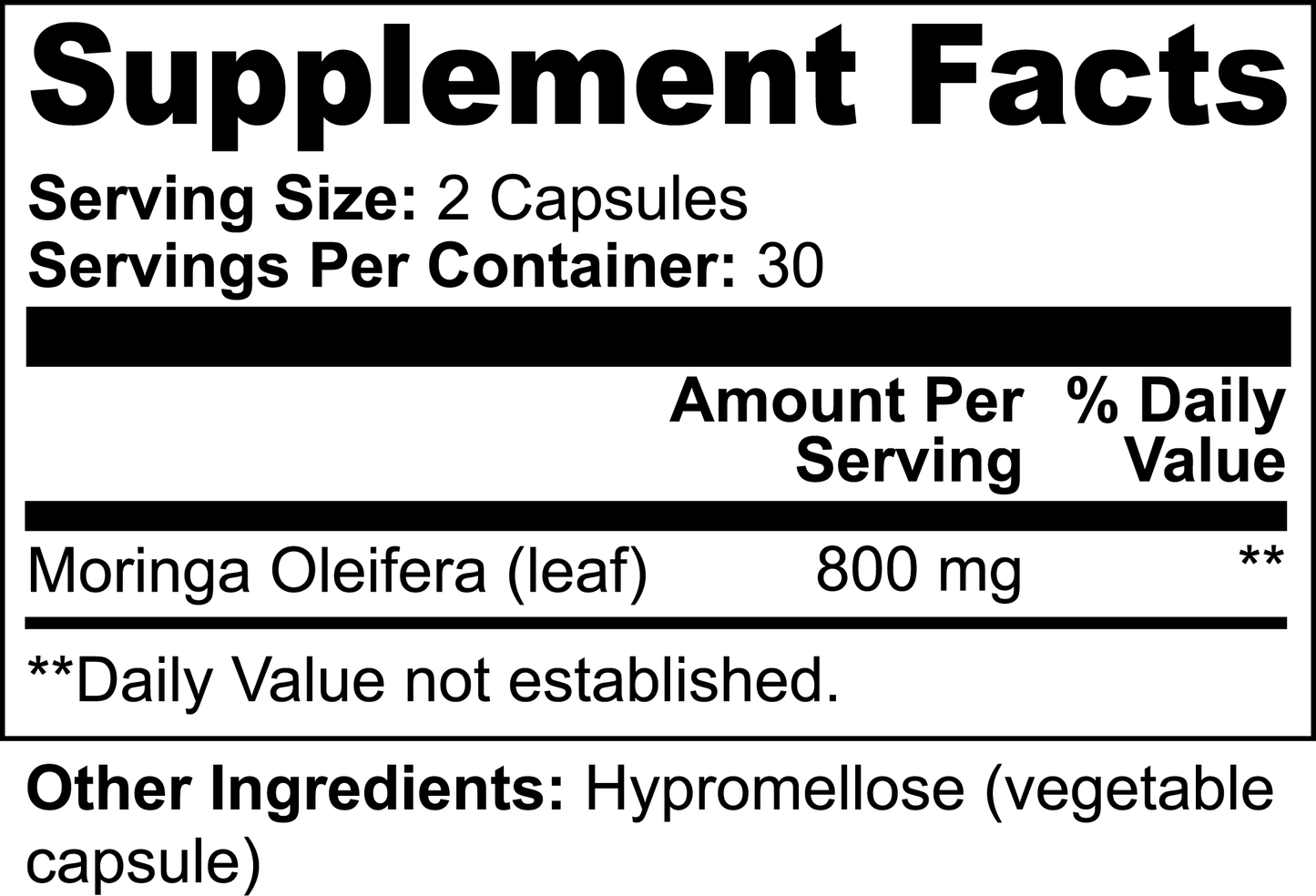 Moringa Pure Organic Leaf Capsules - Natural Superfood Supplement