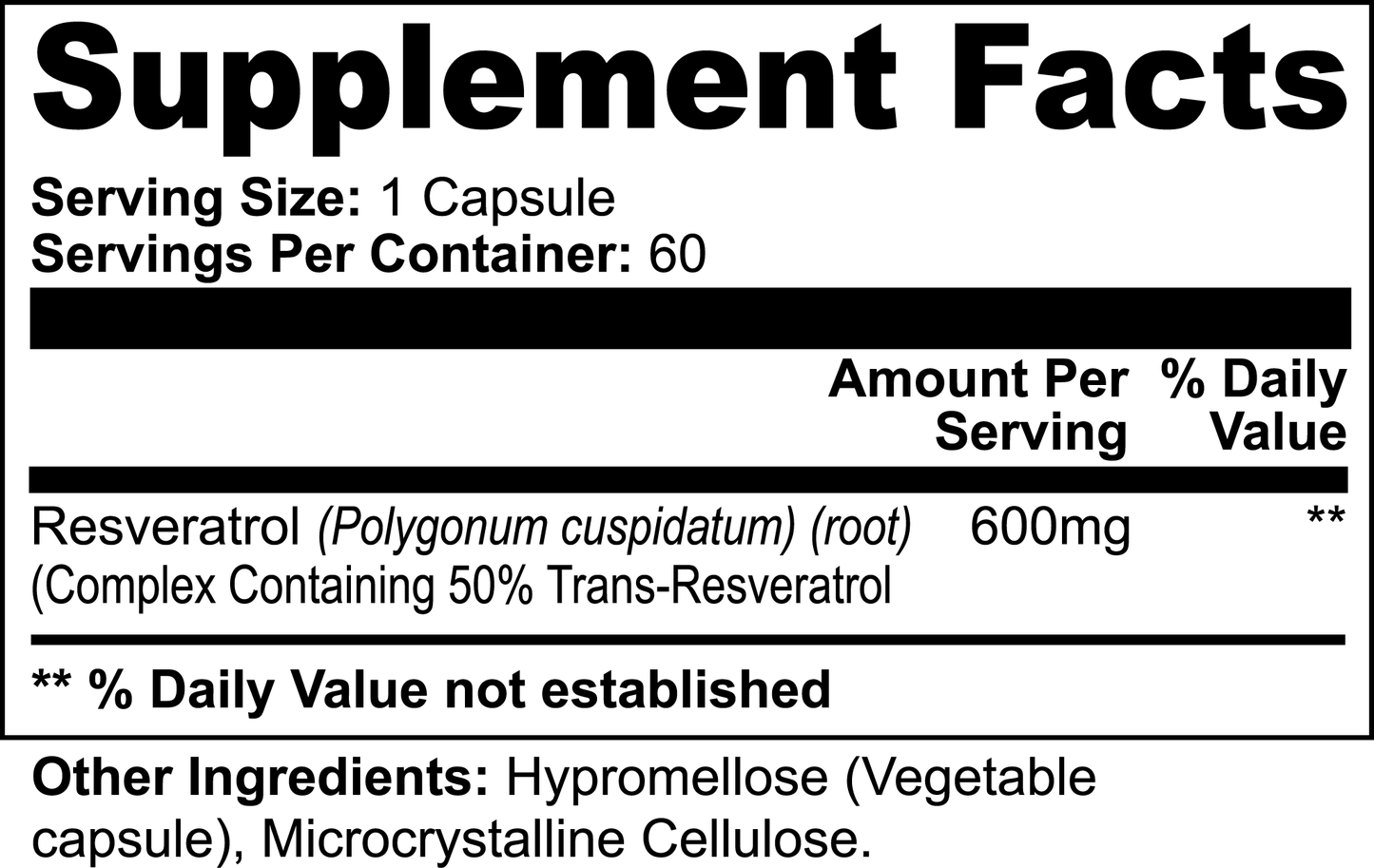 Trans-Resveratrol 50% Supplement - Natural Antioxidant Capsules