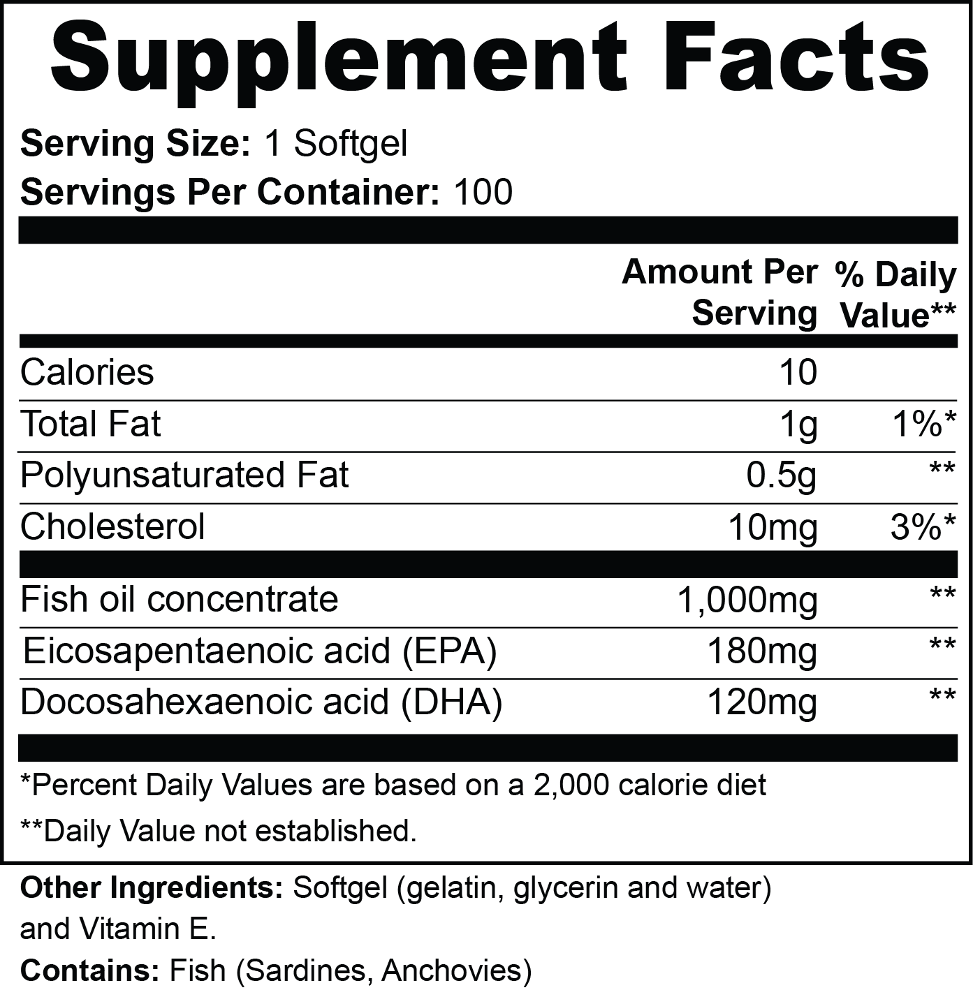 Premium Omega 3 Fish Oil Supplement - EPA DHA - USA Made