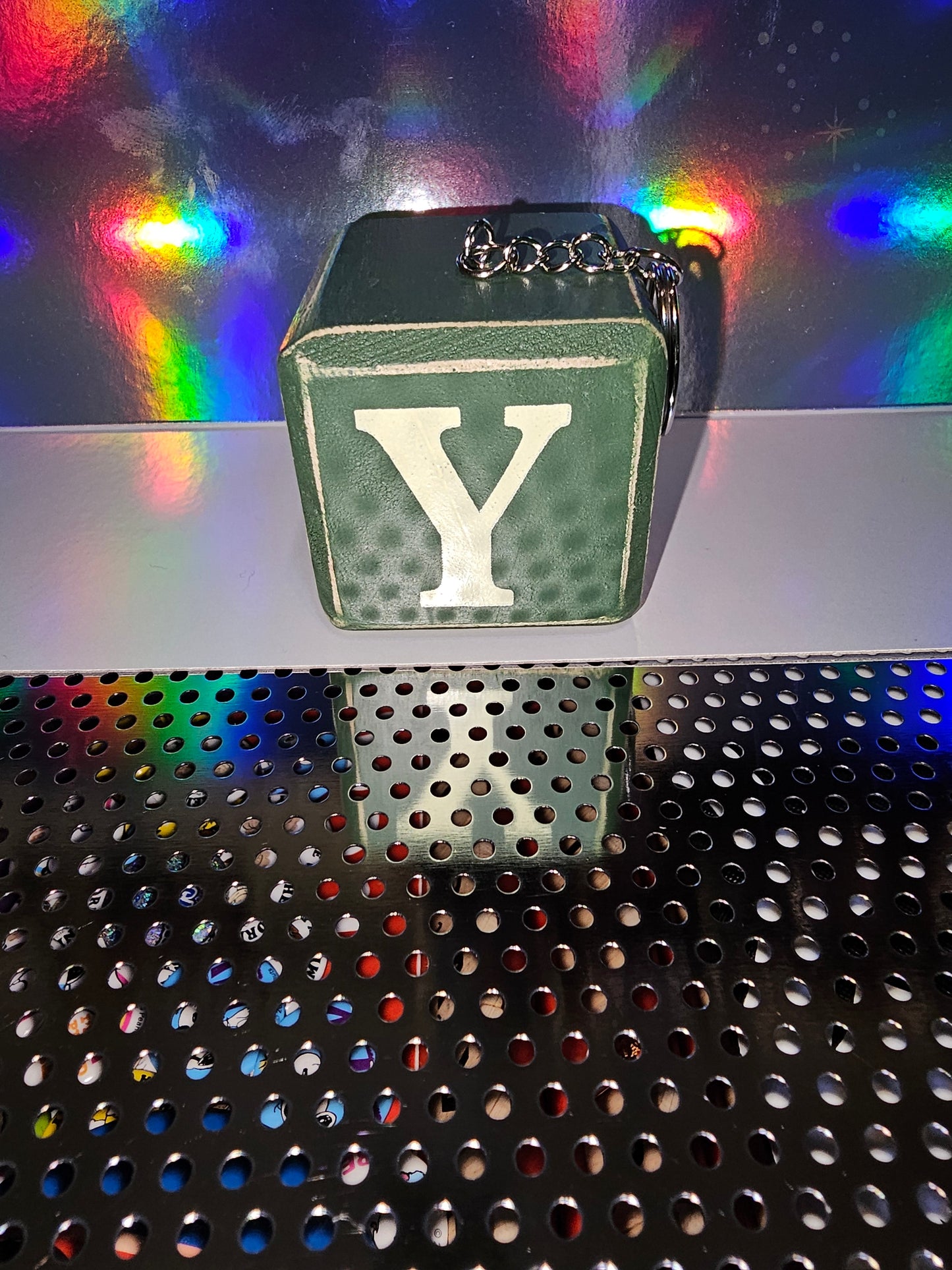 Letter block keychain - Y (green)