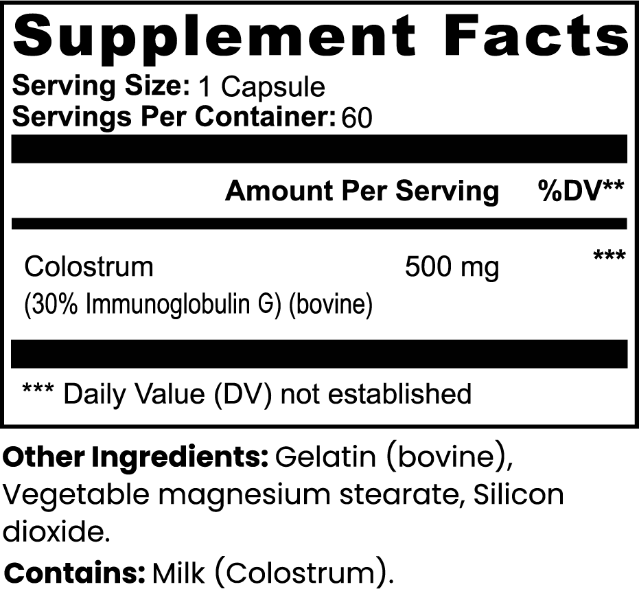 Natural Colostrum Capsules - Immune Support Supplement