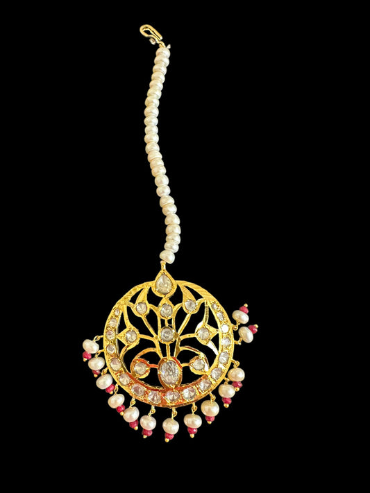 DJTK149 large tika in fresh water pearls and moissanite ( READY TO SHIP )