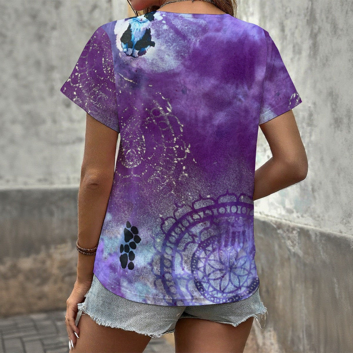 Purple Nebula Cloud with a Chance of Seattle Rain Open-neck T-Shirt