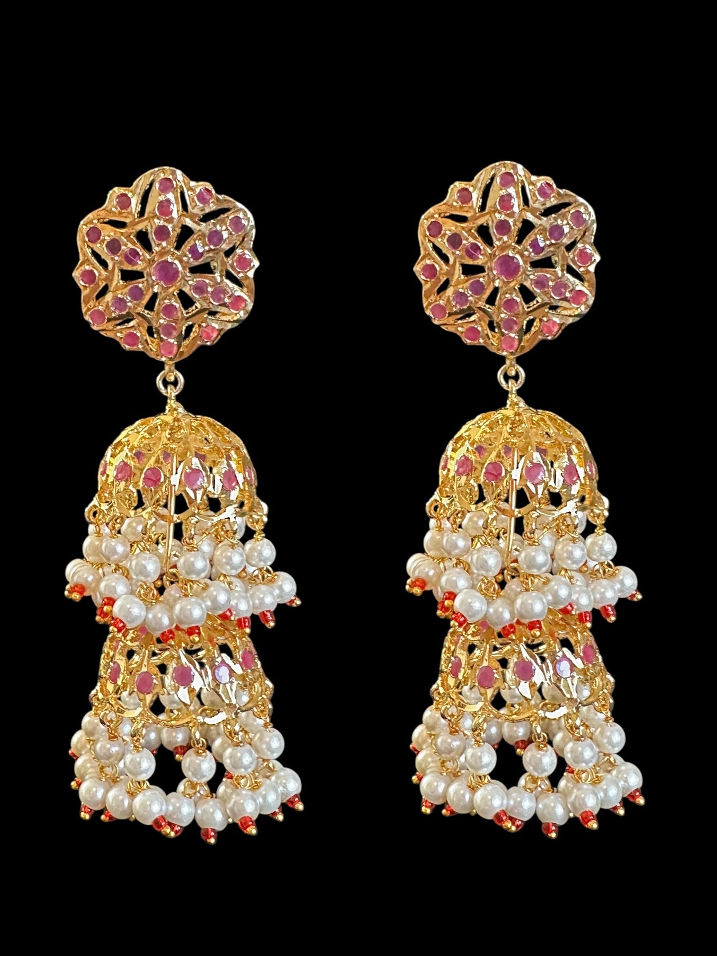 C534 Viya bridal choker set in rubies and pearls (SHIPS IN 4 WEEKS )