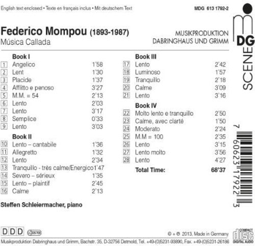Mompou / Schleiermacher - Musica Callada - Music CD