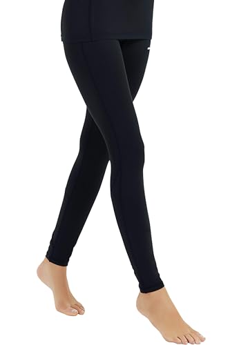 COOLOMG Women Thermal Pants Cold Weather Baselayer Leggings Fleece-Lined Compression Pants Winter Warm Tights Black S