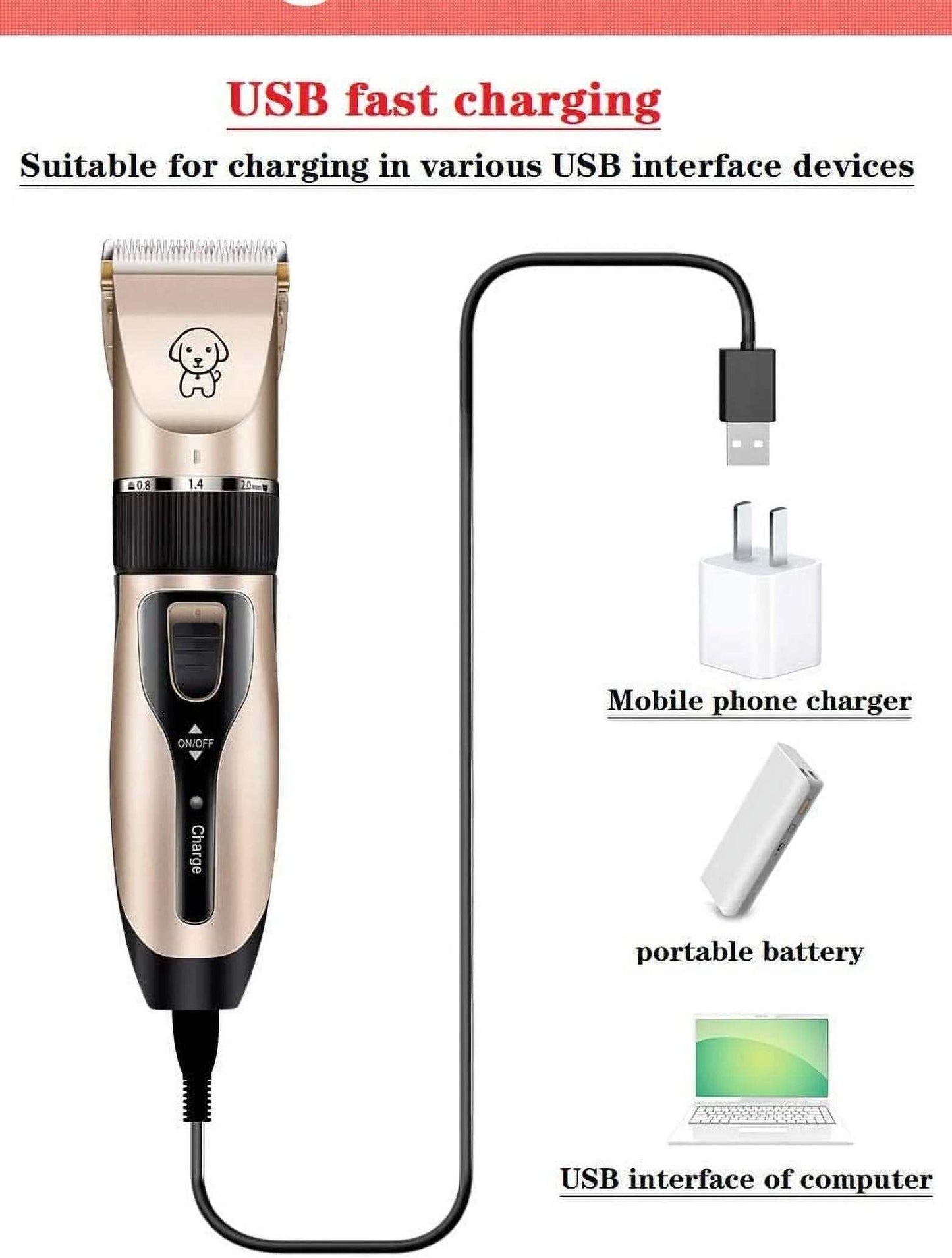 Rechargeable Dog Clippers, Low Noise