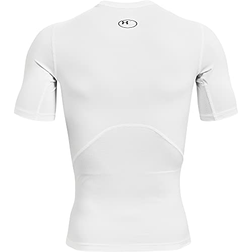 Under Armour mens Armour HeatGear Compression Short-Sleeve T-Shirt , White (100)/Black , Large