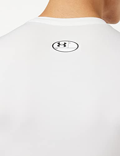 Under Armour mens Armour HeatGear Compression Short-Sleeve T-Shirt , White (100)/Black , Large