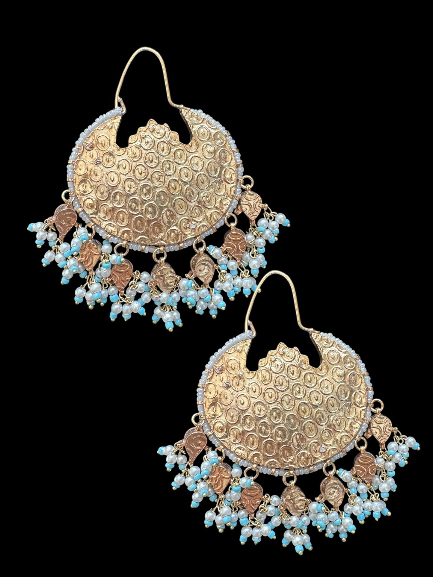 DER641 Turquoise coral chandbali earrings ( READY TO SHIP )
