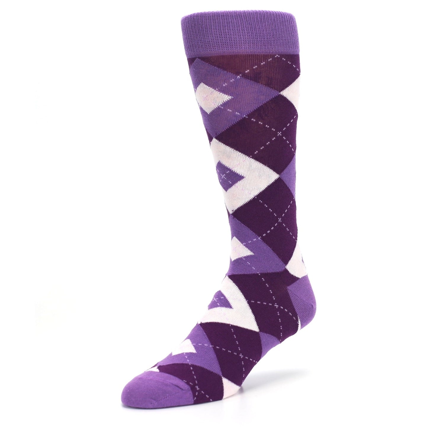 Wisteria Plum Argyle Wedding Groomsmen Men’s Dress Socks
