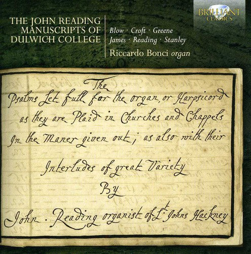 Blow / Bonci,riccardo - John Reading Manuscripts Of Dulwich College - Music CD