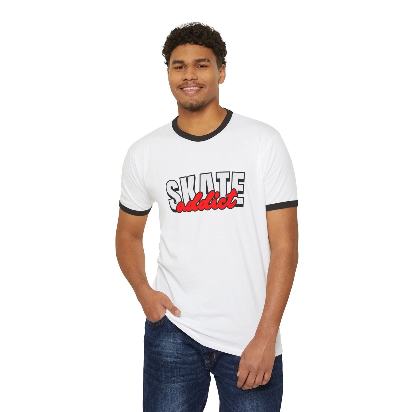 Skate Addict Unisex Cotton Ringer T-Shirt
