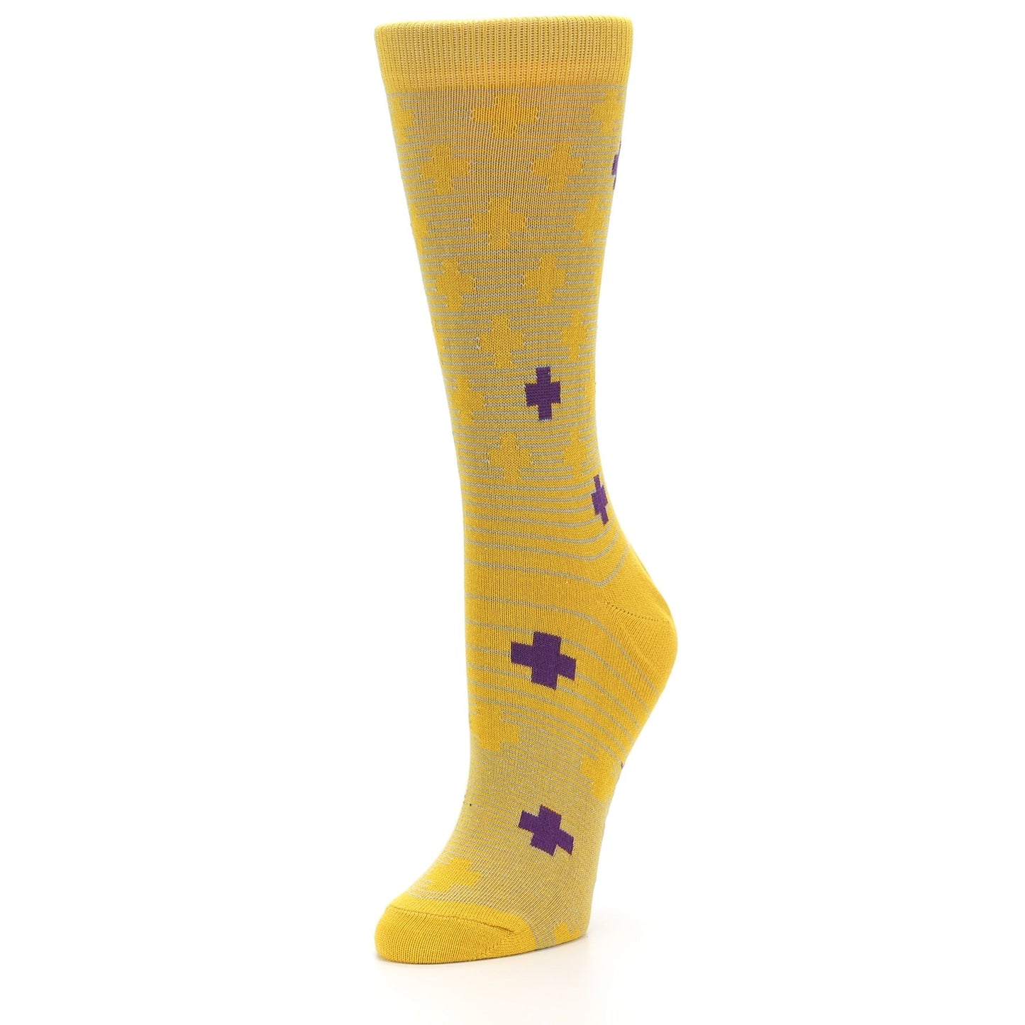 Yellow Purple Positive Socks - Women's Dress Socks
