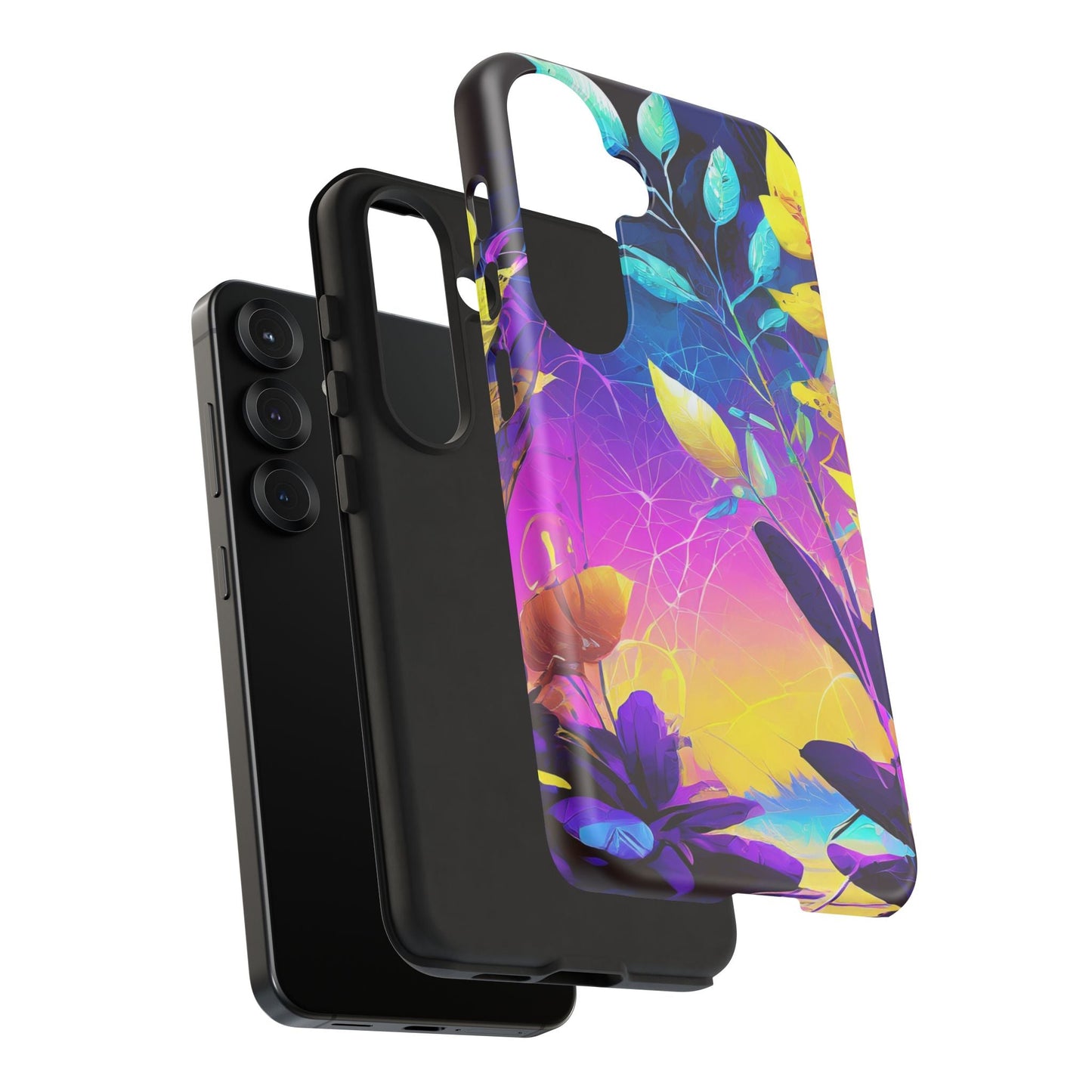 Artistic Vibrant Neon Floral Leaf Tough Phone Case