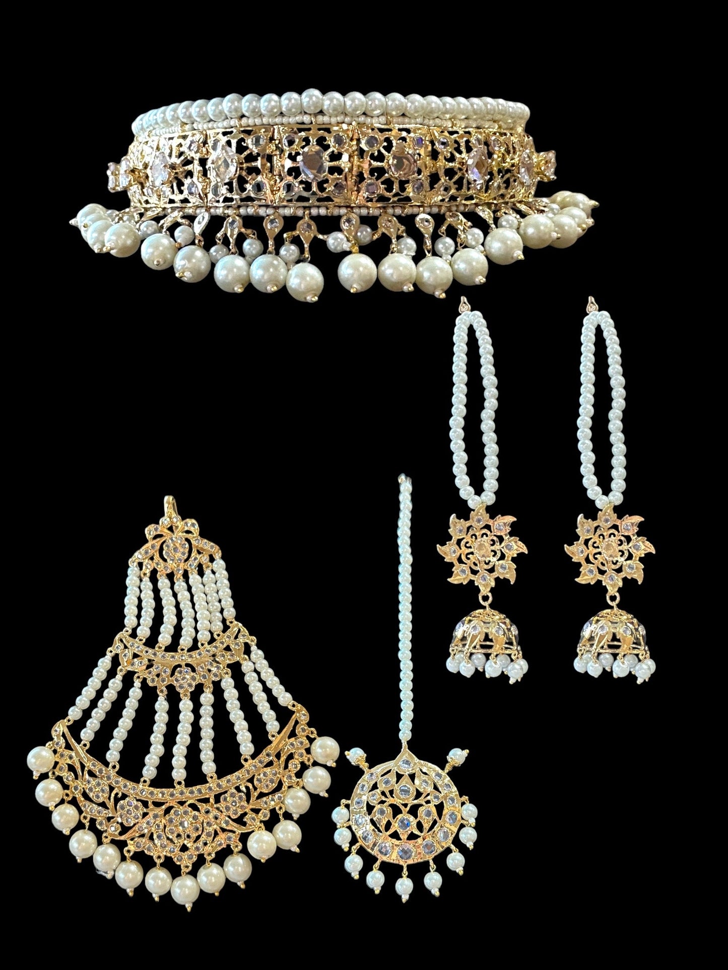 BR115 Insia jadavi lacha bridal set in pearls ( READY TO SHIP )
