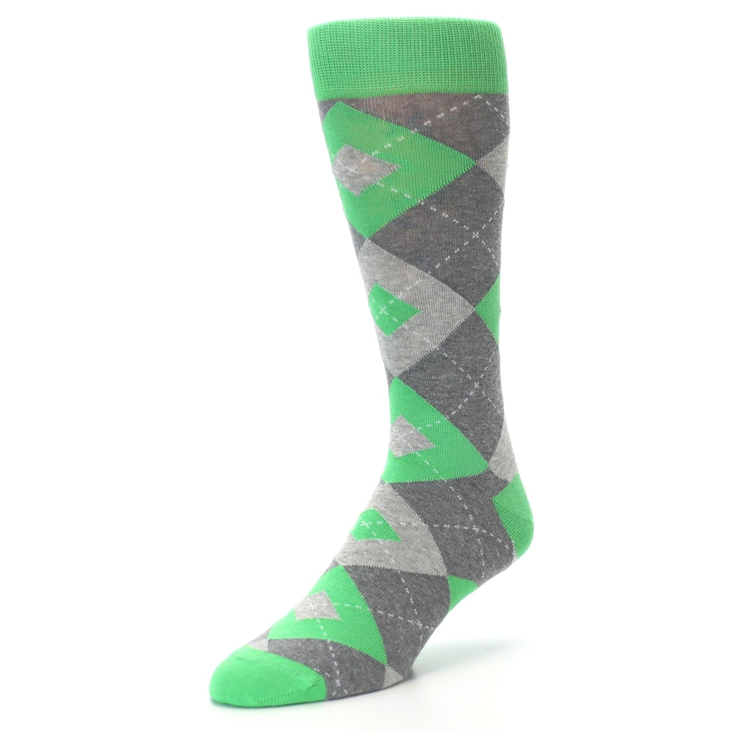 Kelly Green Gray Argyle Men’s Dress Socks