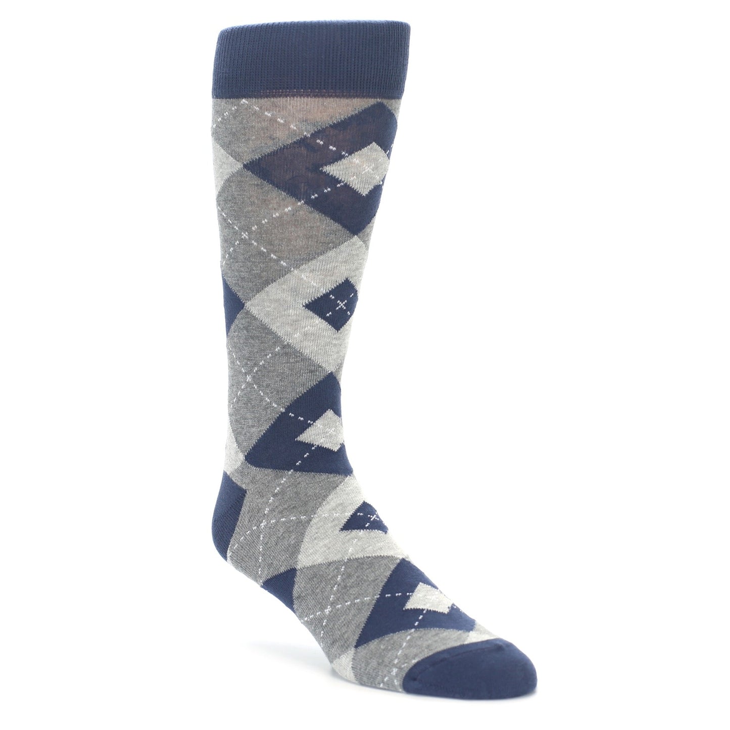 Navy Gray Argyle Men’s Dress Socks Made in USA
