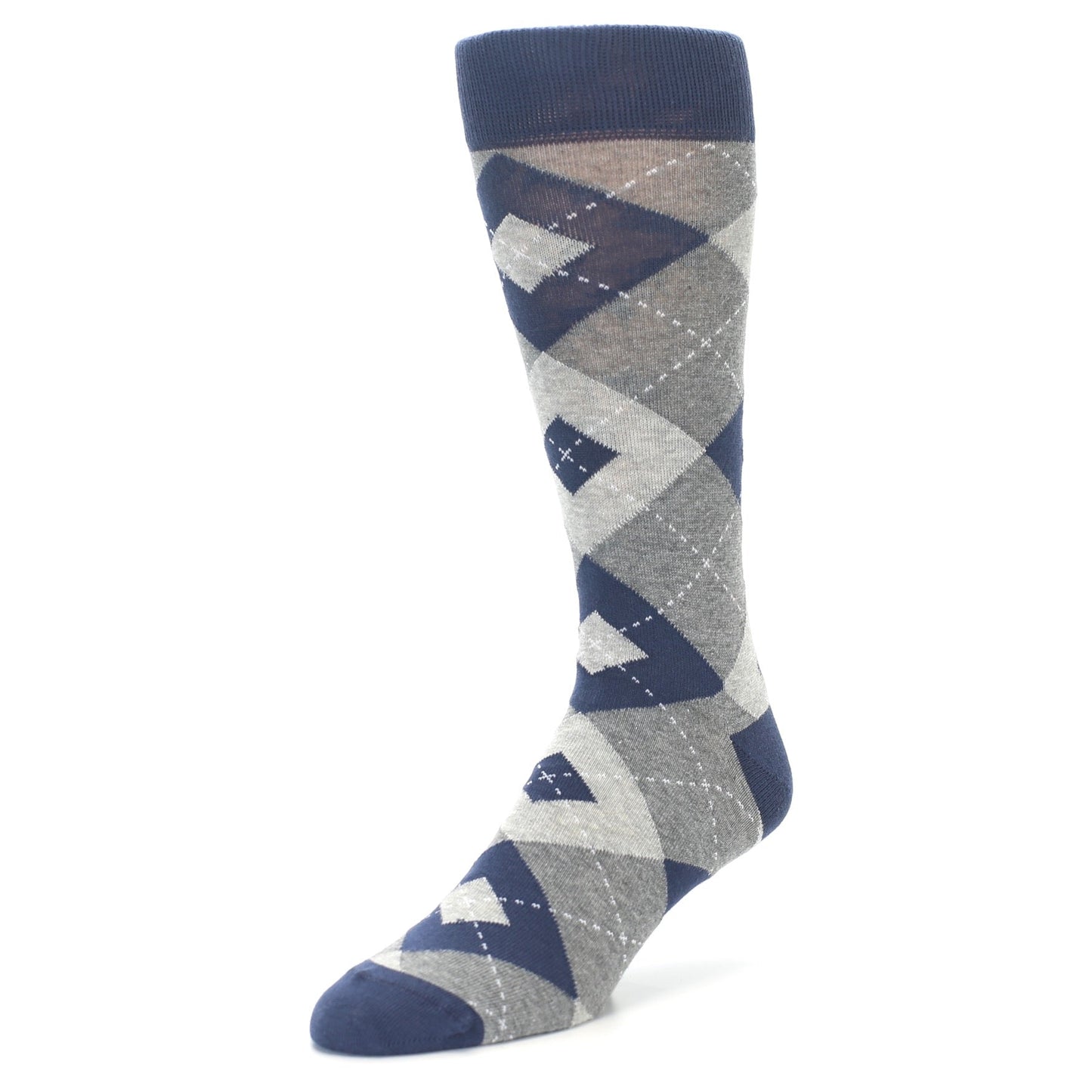 Navy Gray Argyle Men’s Dress Socks Made in USA