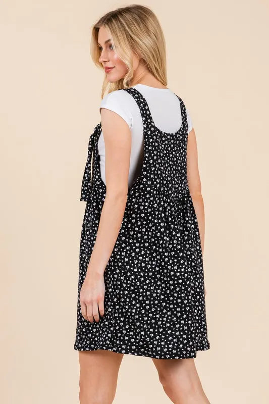 BOMBOM Floral Print Overalls with Pockets