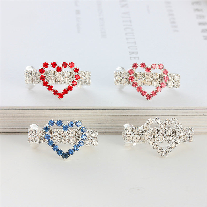 Dog accessories pet hair clip heart diamond Size Small