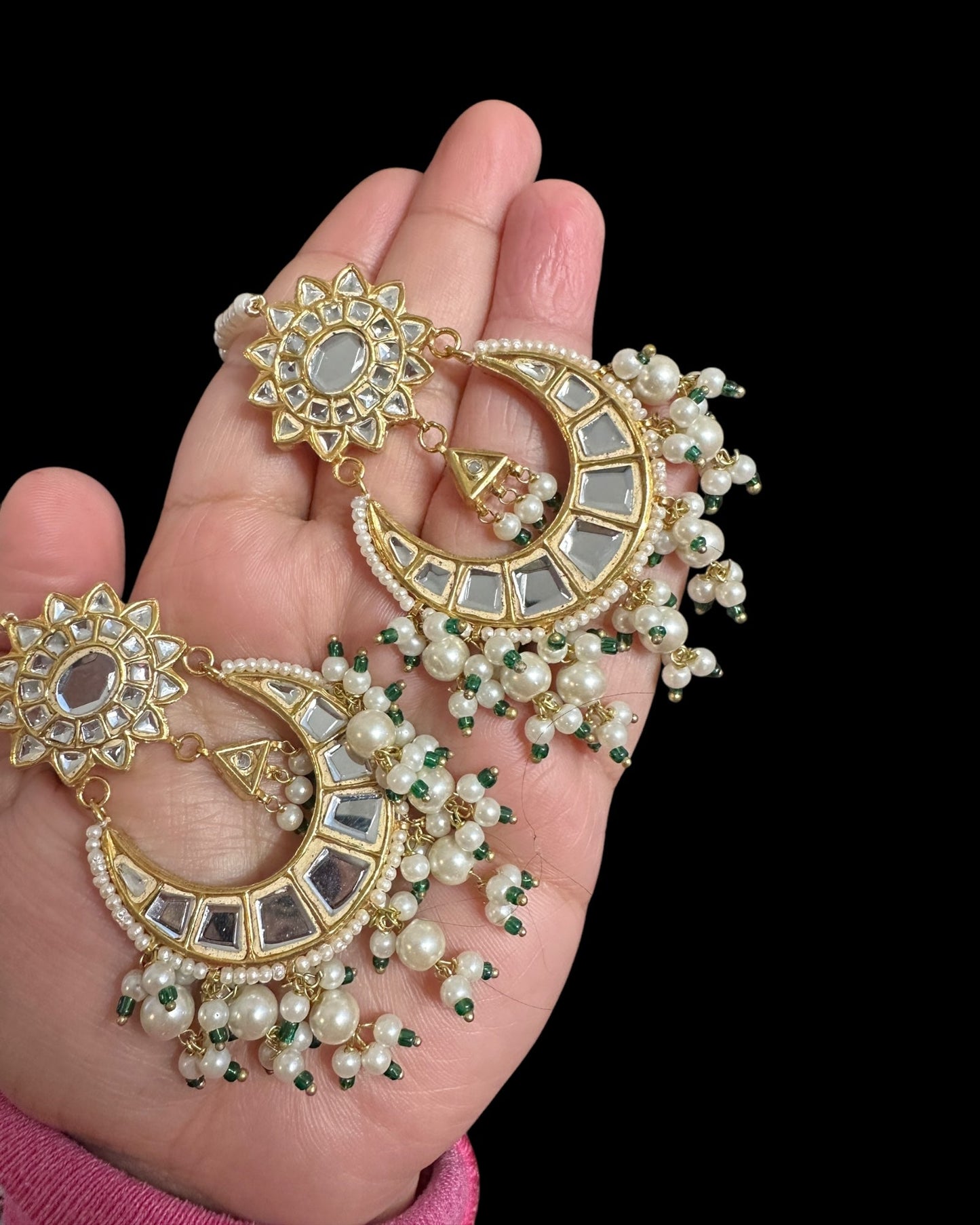 DER749 Deepa dangler earrings in kundan with pearls ( READY TO SHIP )