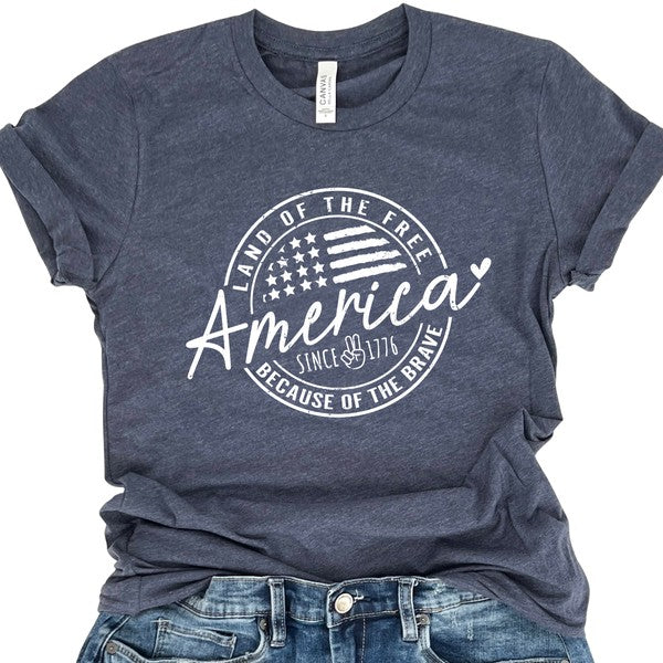 Plus America Land of the Free, Peace Sign tee