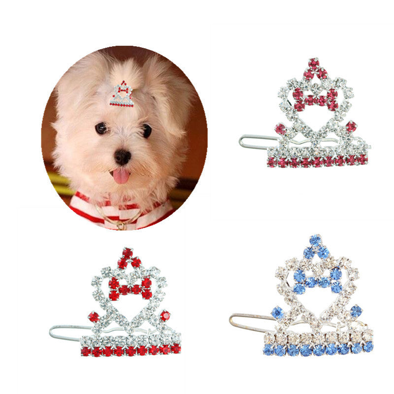 Dog accessories pet hair clip diamond Size Small