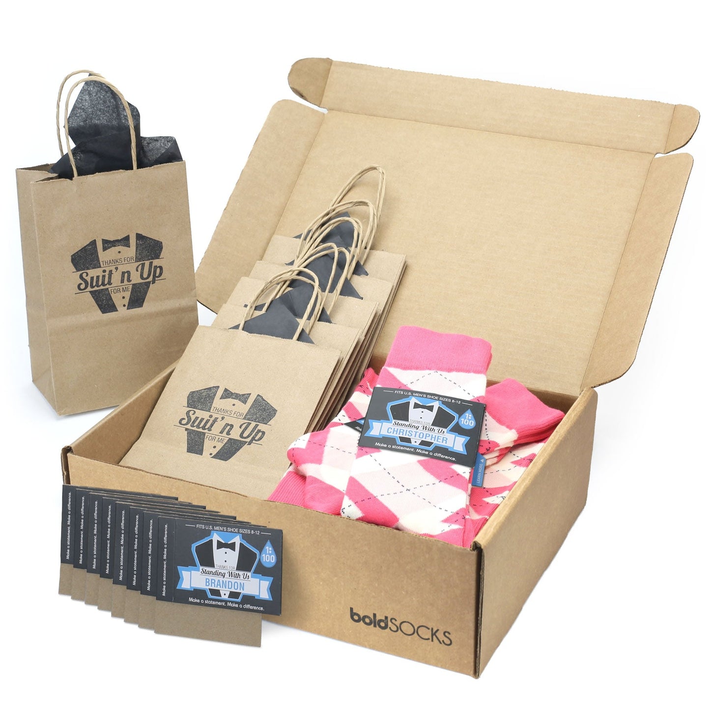 Customizable Groomsmen Gift Set Guava Bellini Pink Argyle Men’s Dress Socks