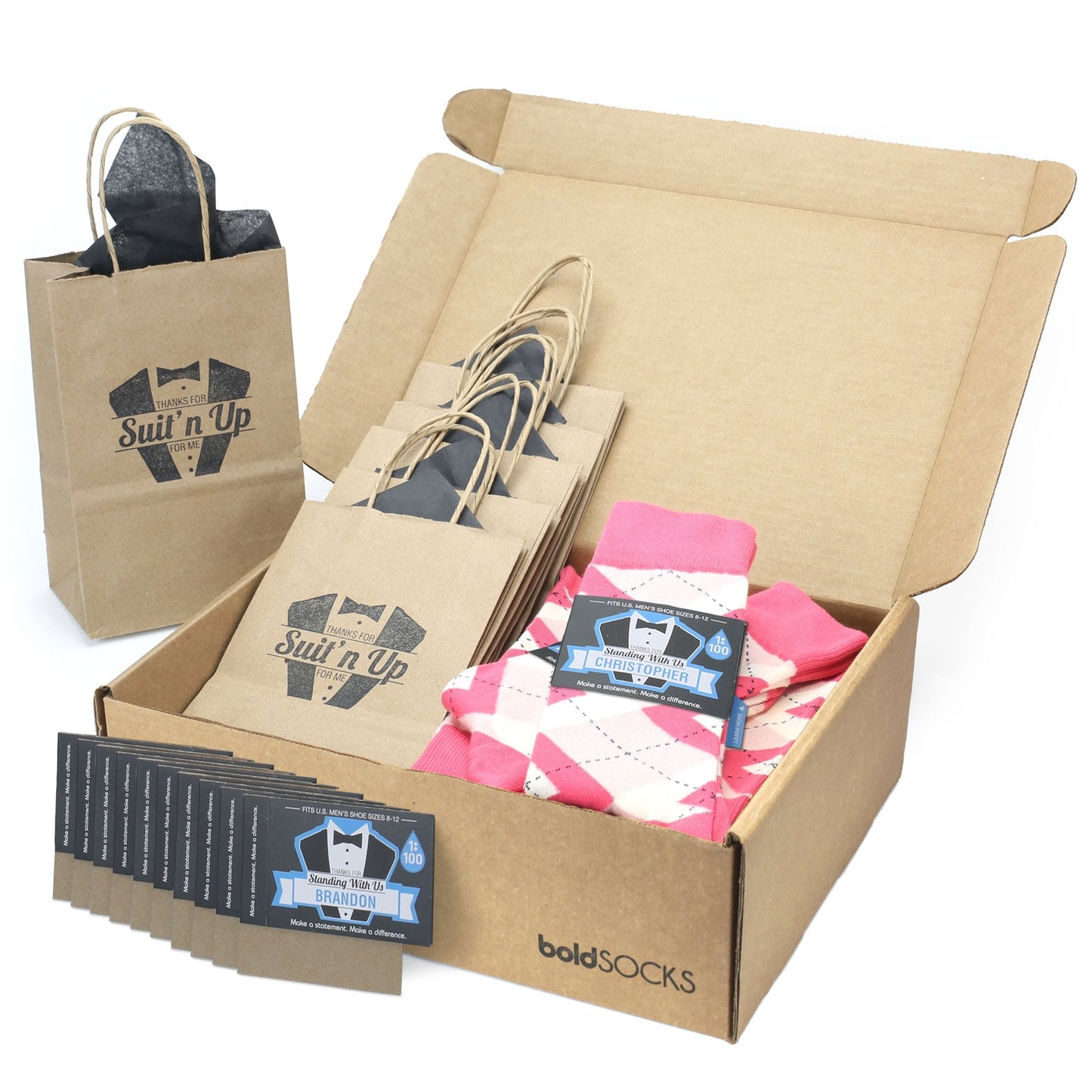 Customizable Groomsmen Gift Set Guava Bellini Pink Argyle Men’s Dress Socks