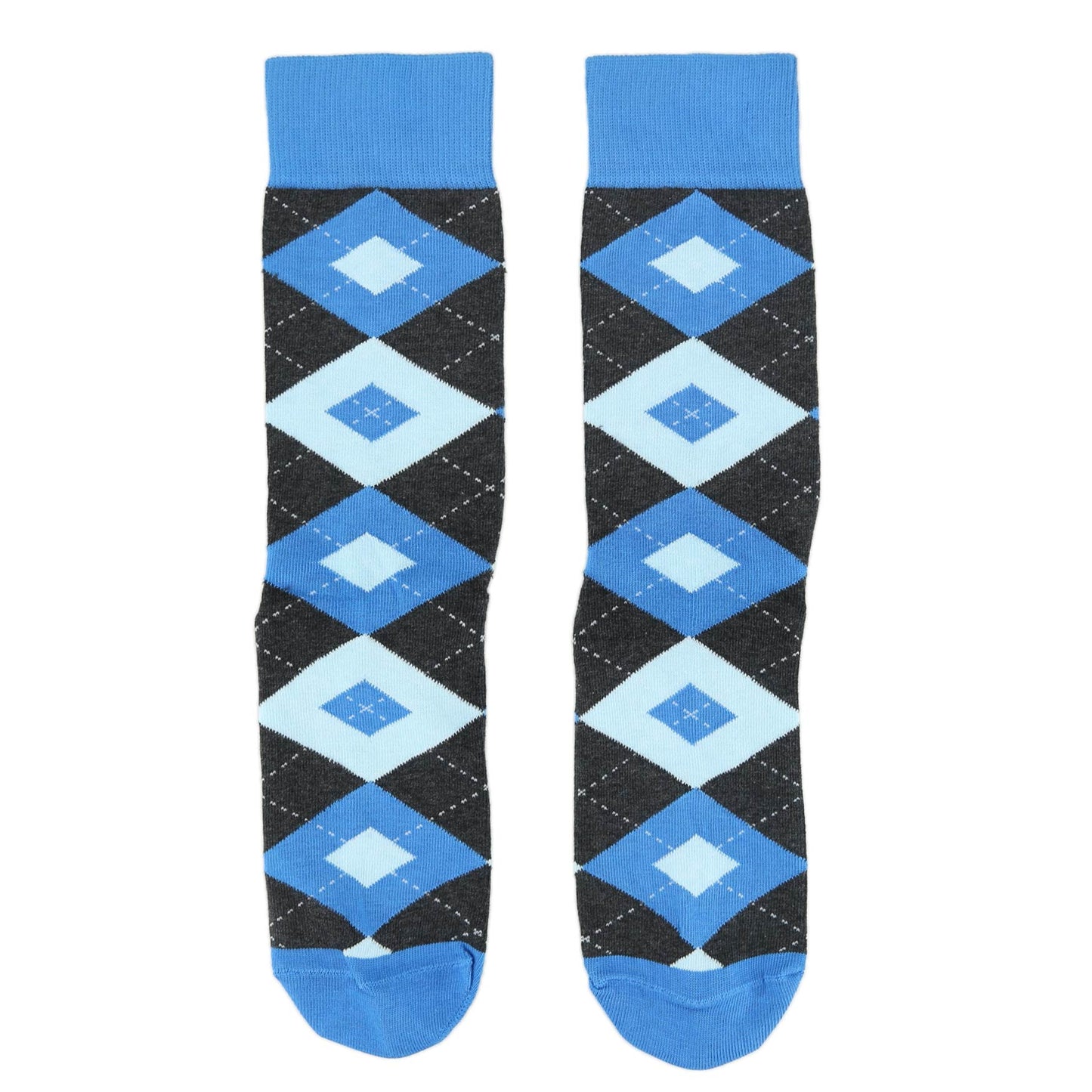 Ocean Capri Blue Gray Argyle Wedding Groomsmen Men’s Dress Socks