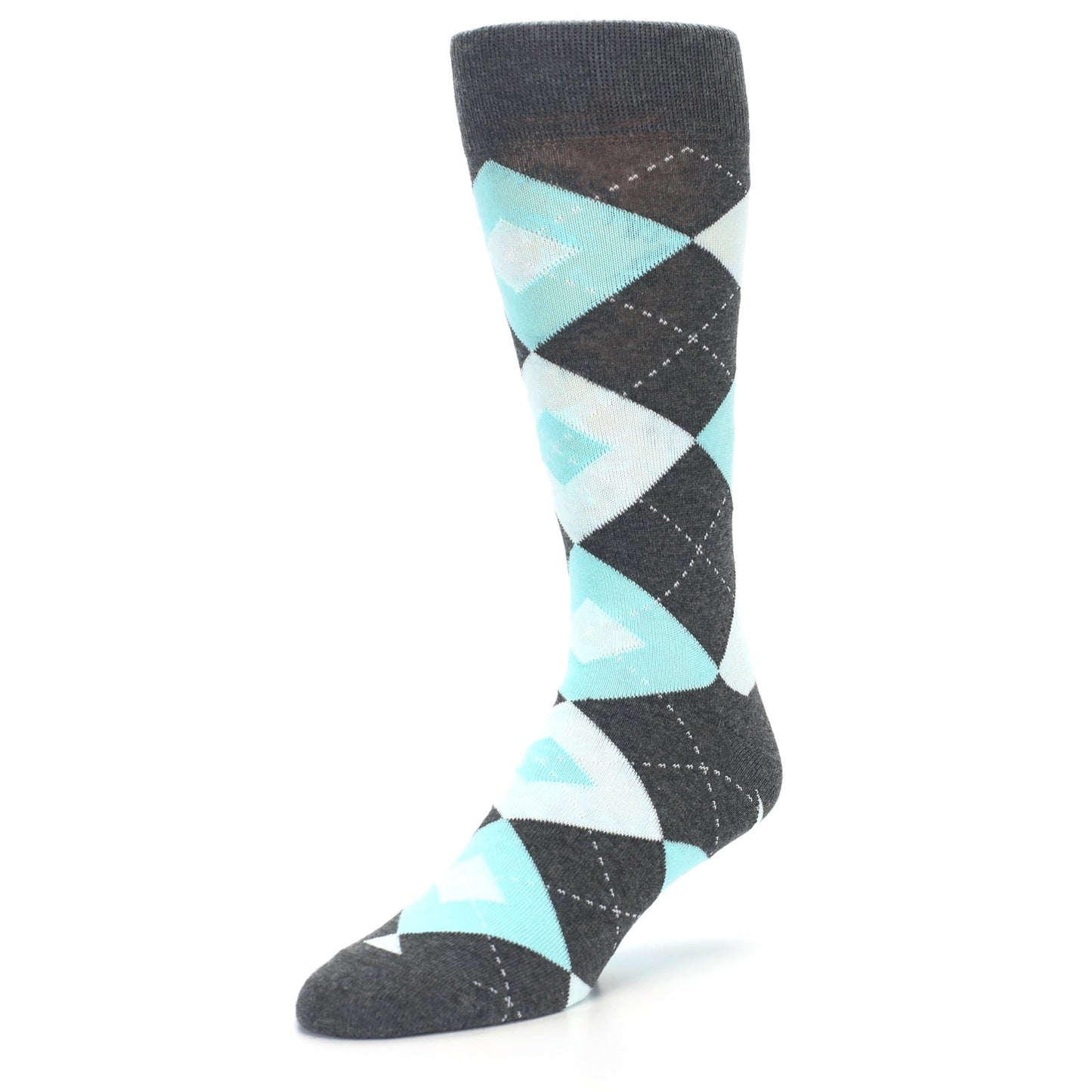 Pool Blue Gray Argyle Men’s Dress Socks